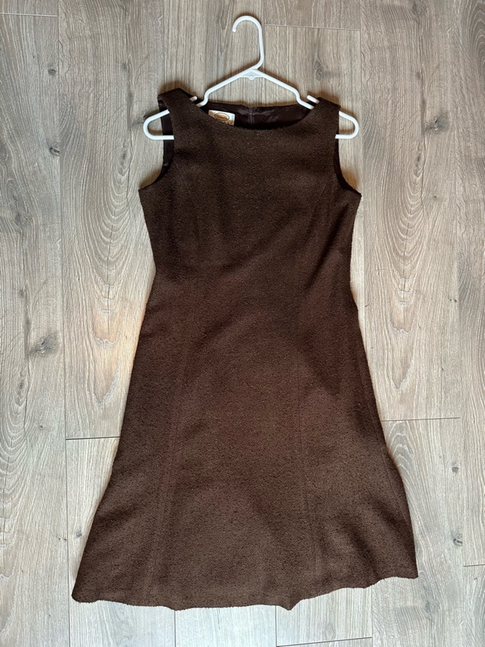 Talbots Petites Chocolate Brown Wool Sleeveless Midi A-Line Dress - Picture 4 of 10